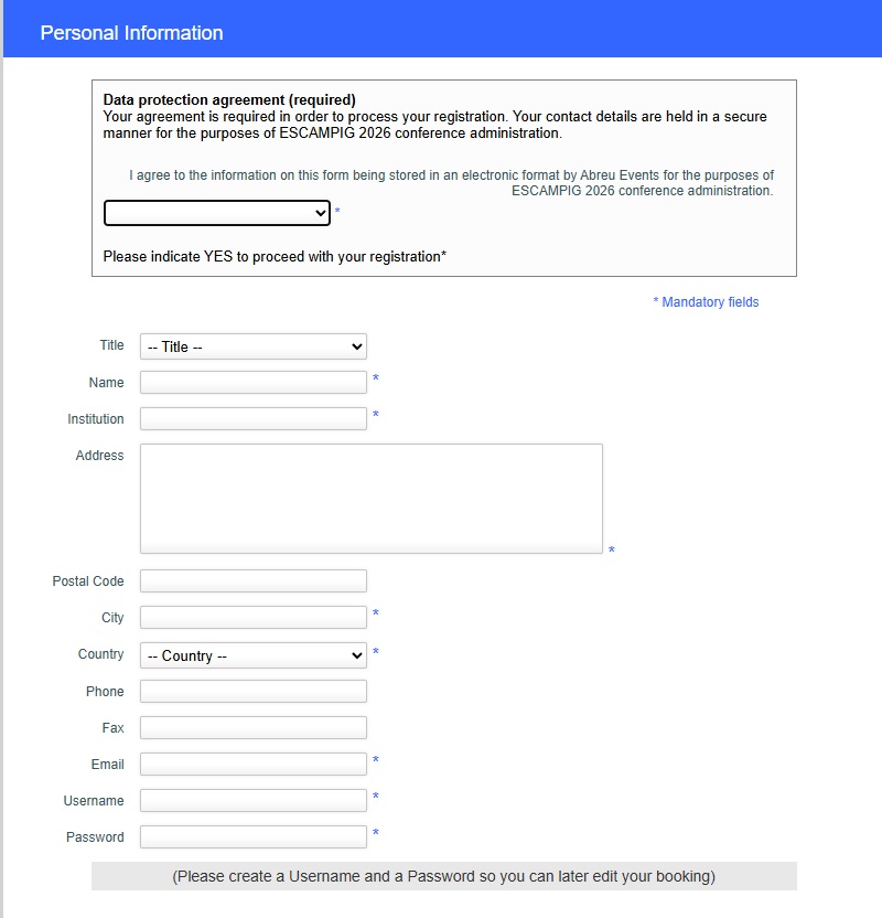 Personal information form