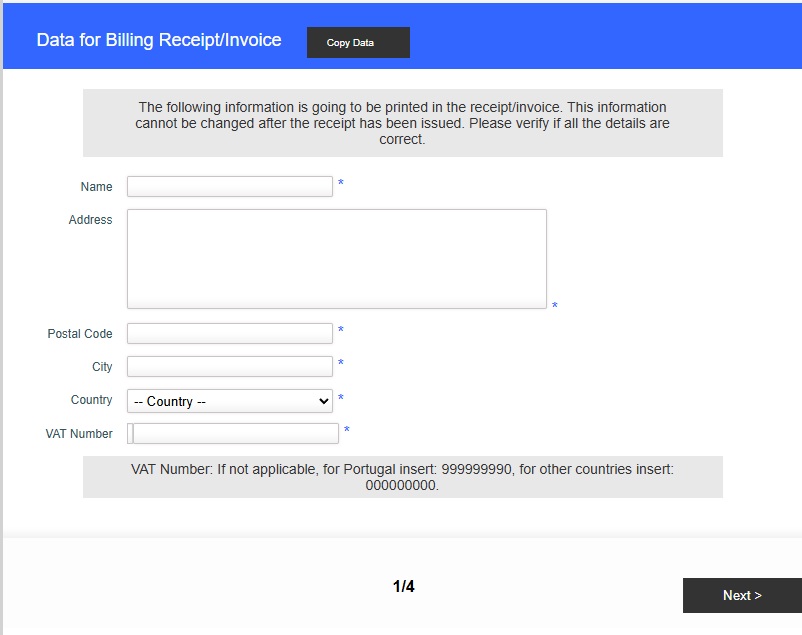 Billing and invoice data